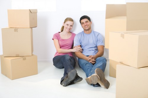 Boxes and household items stored in a secure Westwickham storage space