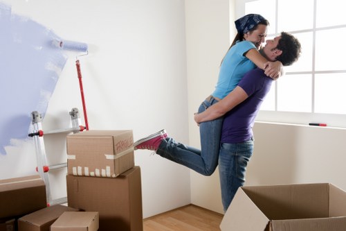 Household items being organized for mobile storage in Westwickham
