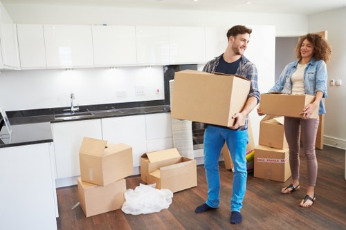 Cubic-yard storage pricing example with boxes and household items